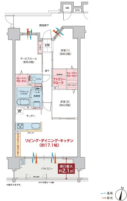 ヴェルディ倉敷駅南 間取り B type（2〜15階）