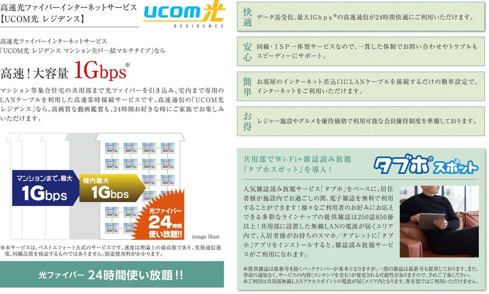 高速光ファイバーインターネットサービス【UCOM光 レジデンス】